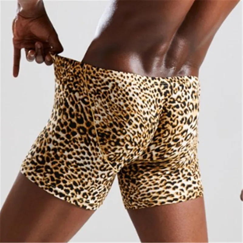 

Fashion Men Knickers Leopard Boxer Shorts Seamless Soft man Breathable Male Underpant Elasticity Boxers Male Panties