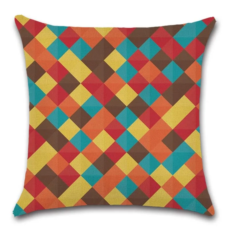 Геометрическая квадратная красочная наволочка для подушки декоративная дома