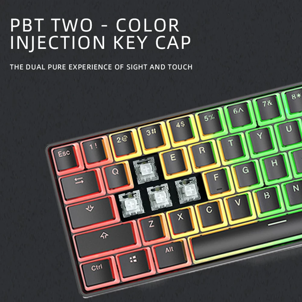 Клавиатура Механическая PBT USB с синим переключателем для пудинга 61 клавиша
