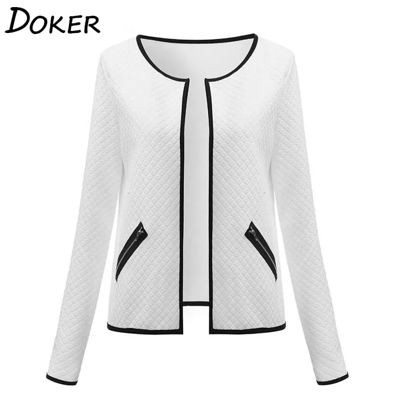 Женская короткая куртка с длинным рукавом Повседневная ветровка круглым вырезом