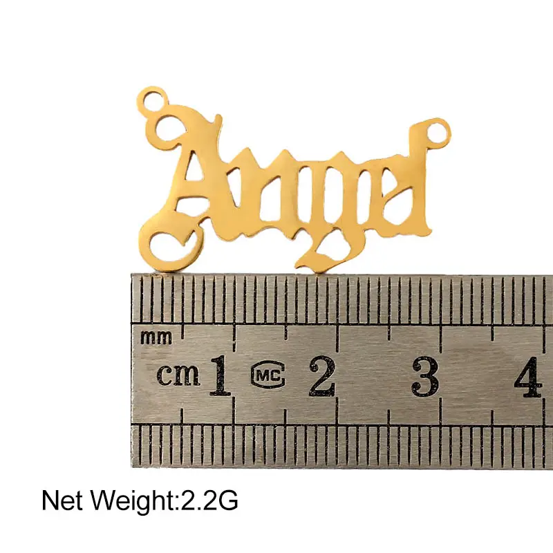 

10Pcs/ste Angel Letter Charm Gold Silver Color Metal Stainless Steel Pendants Wholesale For Jewelry Making Necklace Accessories