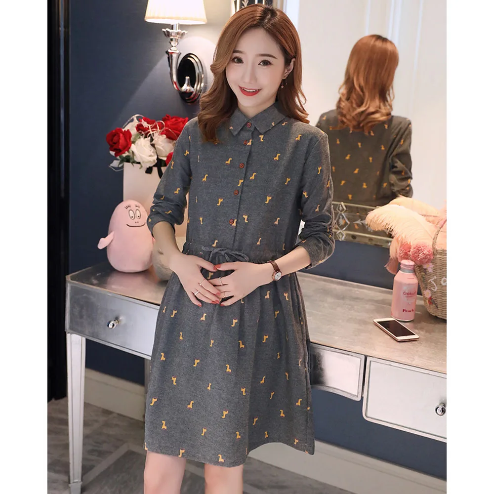 Весенне-осенние платья vestidos для беременных Одежда женщин Повседневное платье с