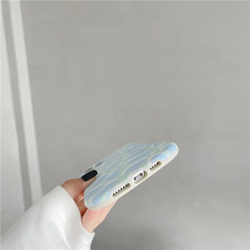 

Korean popular Blue Leopard grain Phone Case For iPhone 12 11 Pro Max 7 8 Plus X XR XS Max Cute 3D cat's ear Back Cover Coque