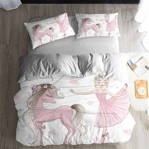 HELENGILI 3D Bedding Set Cartoon ballet girl pattern Print Duvet cover set bedclothes with pillowcase bed set home Textiles
