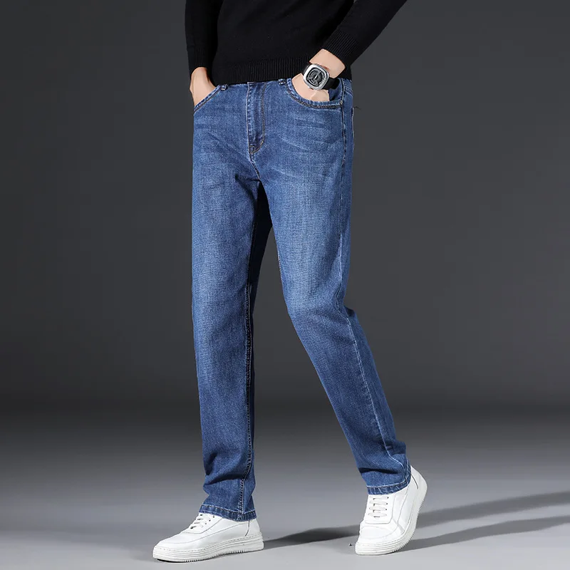 

SHAN BAO 2021 Autumn Brand New Classic Pocket Slim Straight Jeans Young Men's Fashion Clothing Fitted Stretch Denim Jeans