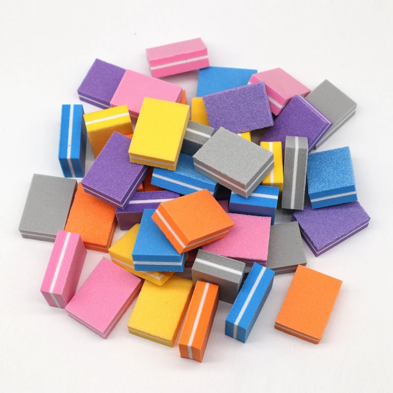 

50PCS Mini Nail Buffer Block Sponge Small Nail File Sanding Polisher Nail Art Files Double Side Manicure