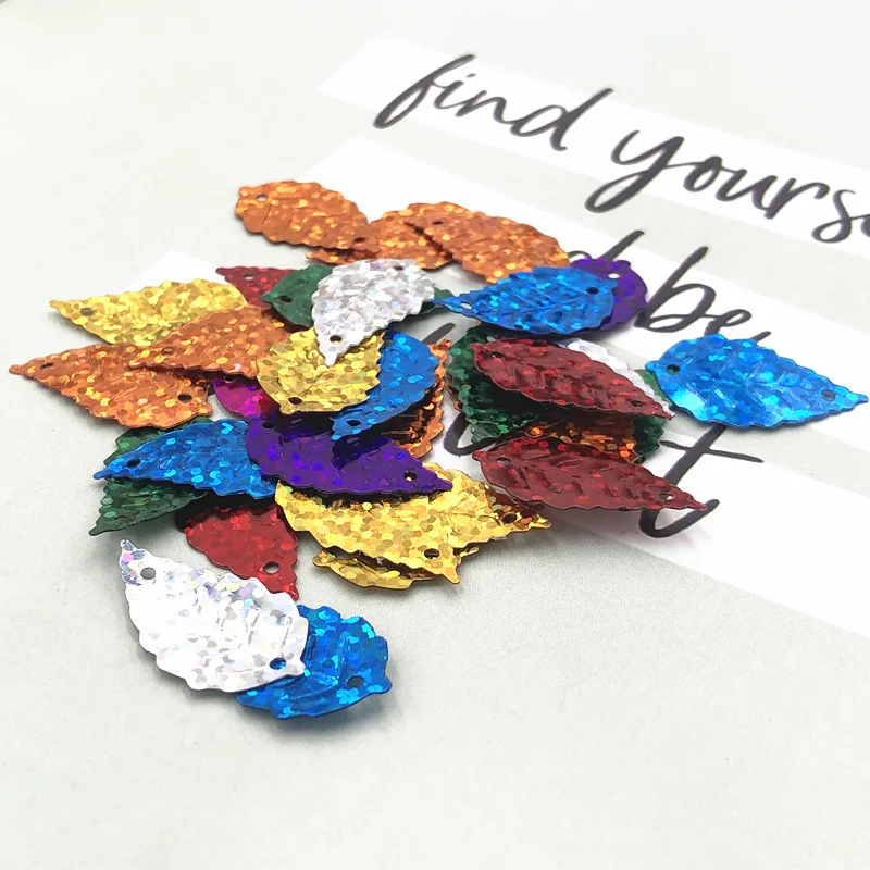 

100Pcs/Bag 13*24mm Leaf Loose Sequins Mixed Laser Color Paillettes Sewing Wedding Craft Sequin DIY Garment Lentejuelas Accessory