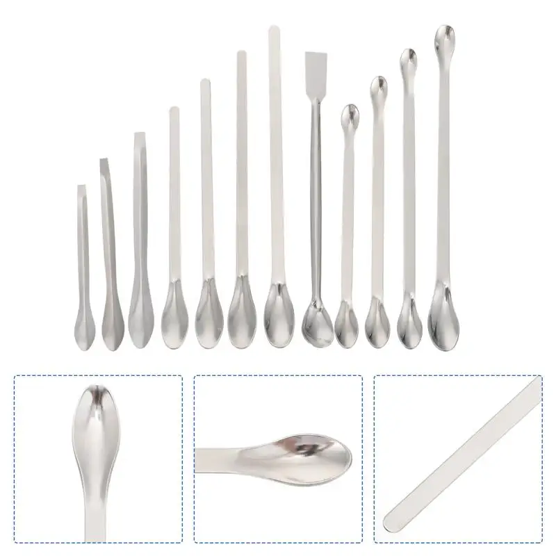 15Pcs 16cm/20cm/30cm Lab Double-Head Stainless Steel Drug Reagents Sample Spatula Weighing Spoon | Канцтовары для офиса и дома