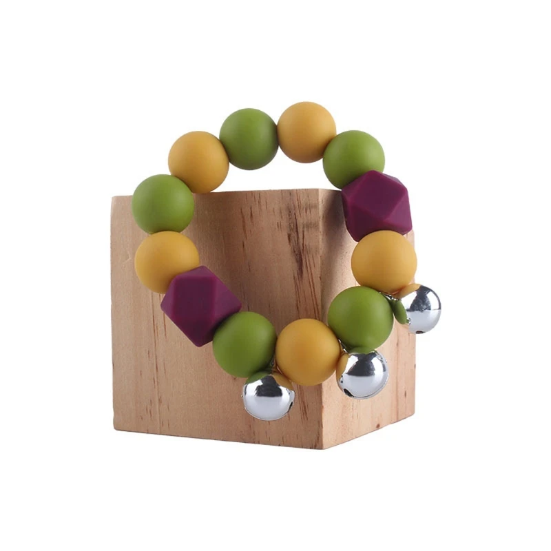 

New Baby Teether Safe Silicone Toys Mobile Pram Crib Ring Rattle Soother Bracelet