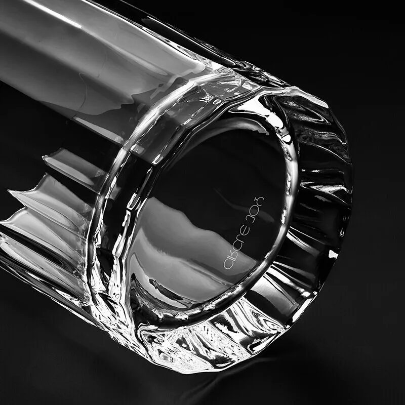 Бессвинцовый термостойкий прозрачный стеклянный бокал для вина в полоску 350 мл