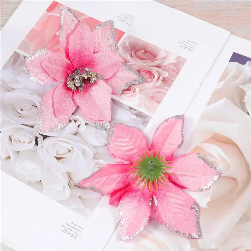 24 шт. рождественский цветок имитация золотого порошка Рождественская елка