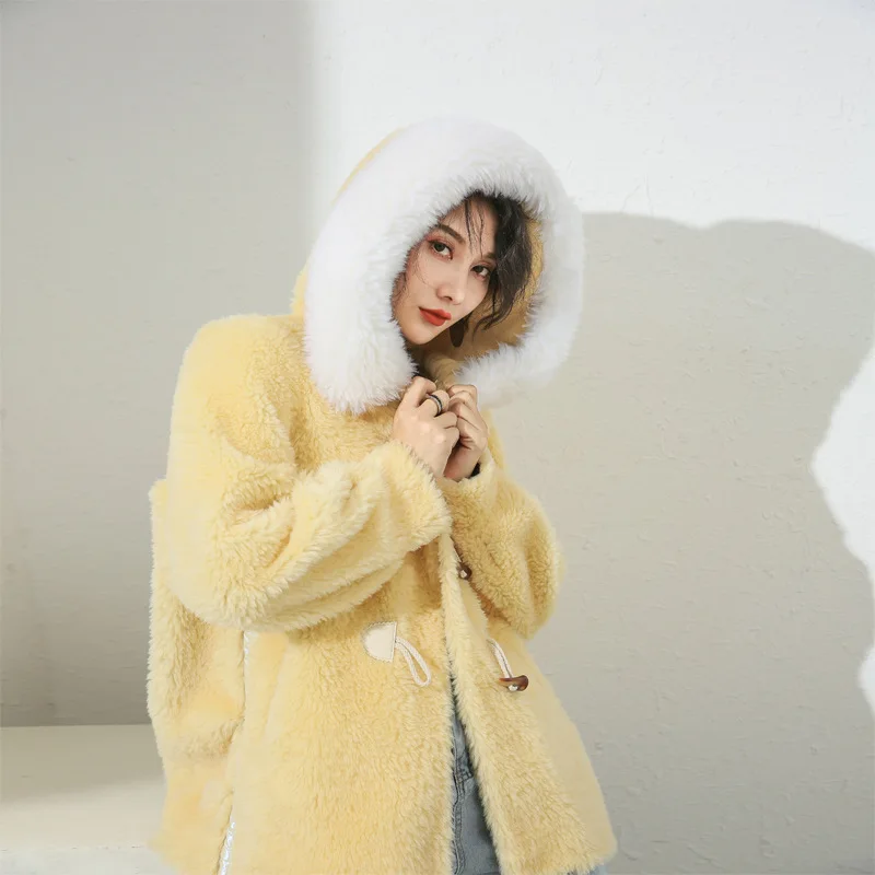 

Fur Winter Coat Women Real Clothes 2020 Korean 100% Wool Jacket Sheep Shearing Hooded Warm Jackets and Coats 19019 YY1772