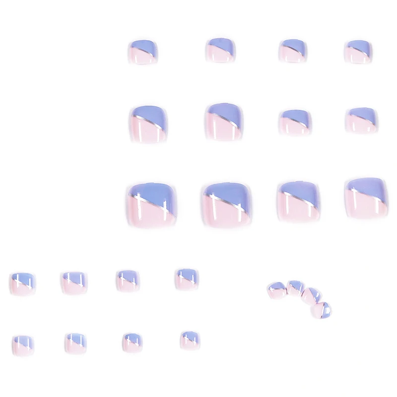 Накладные ногти с клеем 24 шт. лето накладные для пальцев ног простые съемные