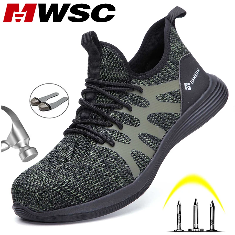 MWSC мужские безопасность рабочие ботинки обувь против разбивания стальной носок