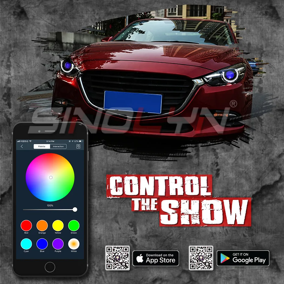 Комплект RGB Devil Demon Eyes для смартфона совместимый с Bluetooth поддержкой приложения