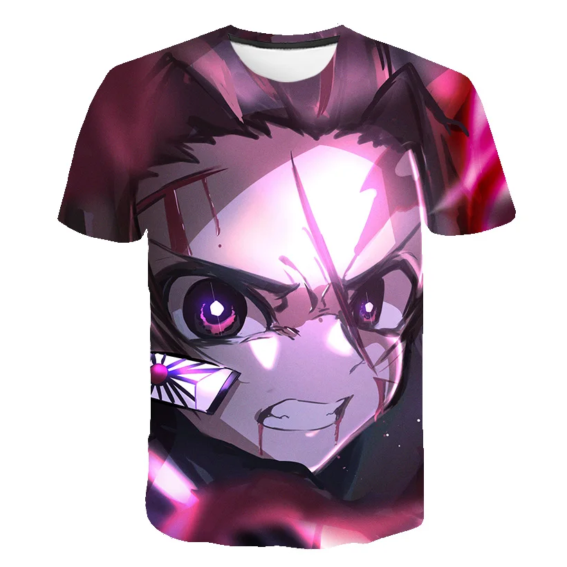 Демон убийца T рубашка для детей принт с героями мультфильмов Kawaii Kimetsu без Yaiba