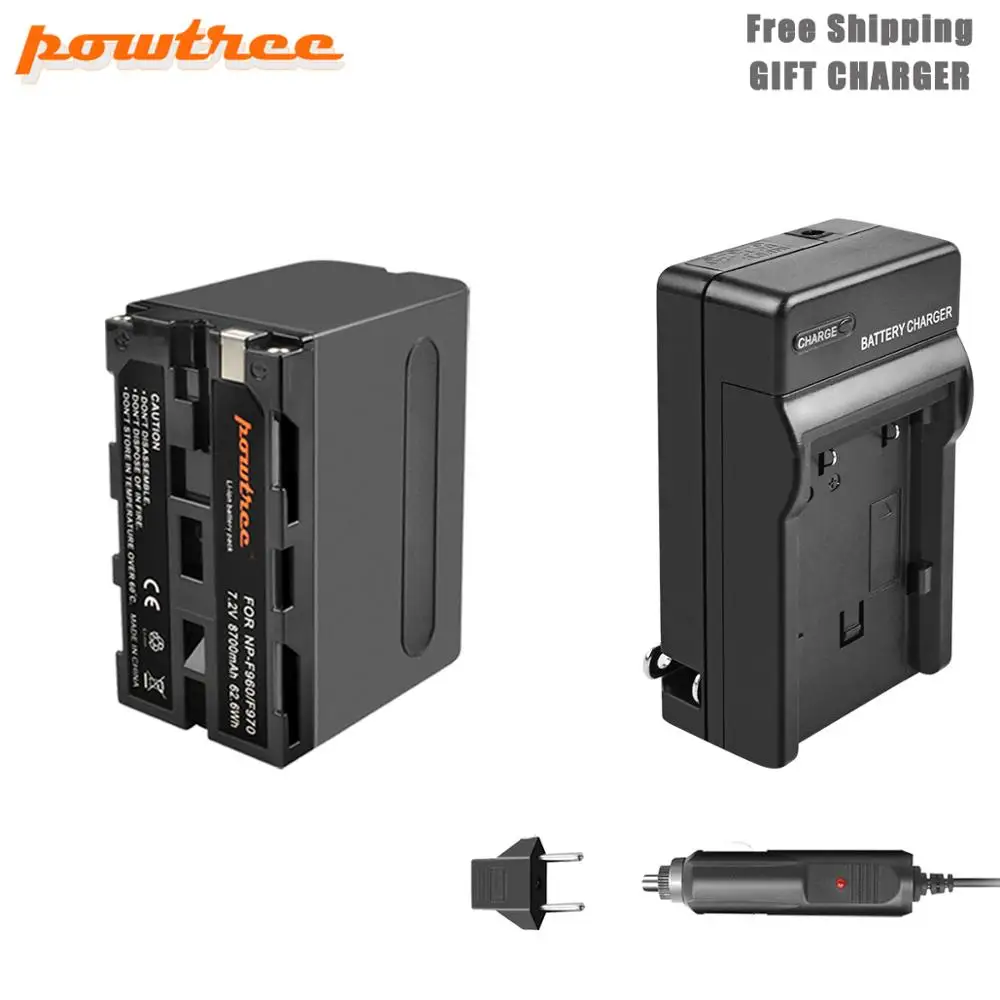 1X Battery-Charger Powtree 8700 мА/ч, NP-F960 NP-F970 Камера Батарея+ ЖК-дисплей Зарядное устройство для Sony NP F960 F970 NP-F770 F550 CCD-TRV58 TRV110K TRV26E HVR-Z1 L5 - Цвет: 1X Battery-Charger