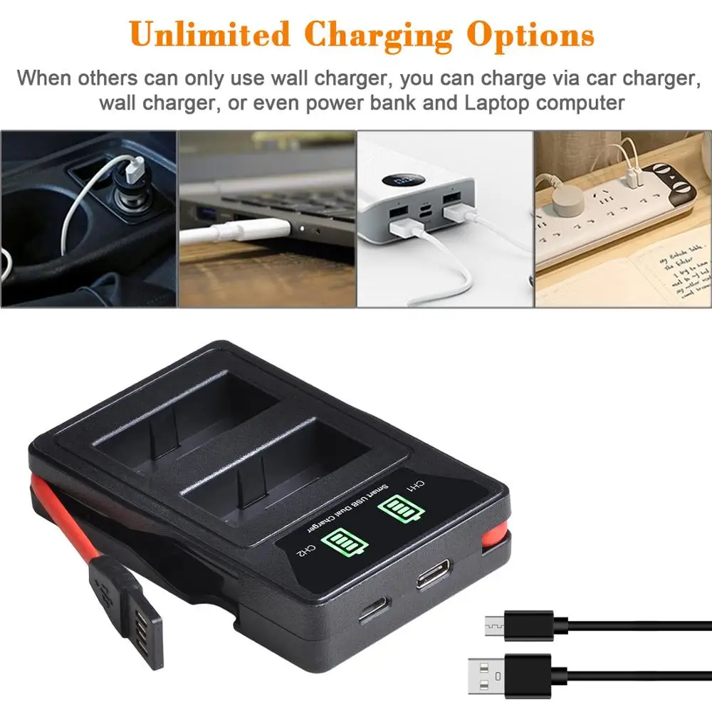 Двойное зарядное устройство USB со светодиодной подсветкой для Olympus|Цифровые