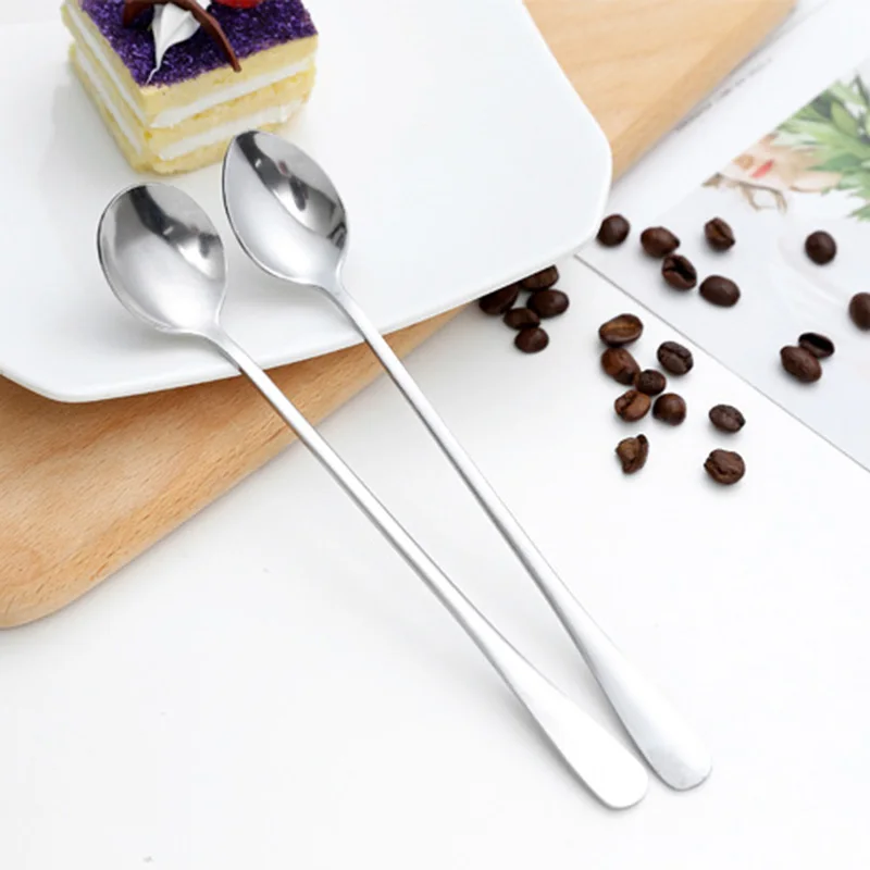 

304 Stainless Steel Spoon Camping Tableware Long Handle Tea Spoon Dessert Coffee Stirring Ice Cream Spoons Kitchen Accessories