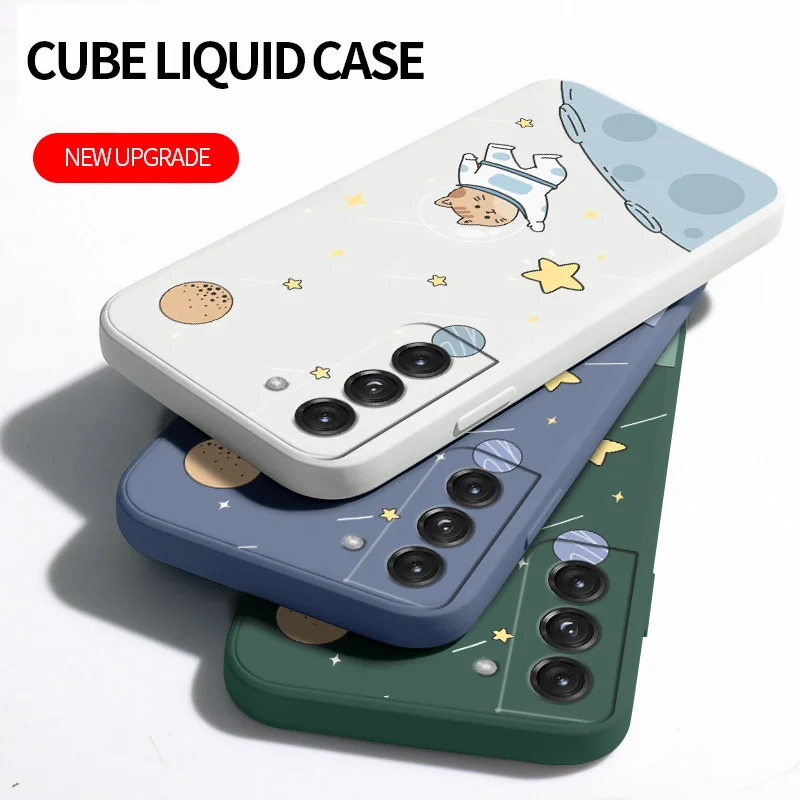 Little Cat Phone Case For Samsung Galaxy S22 S21 S20 FE S10 Note 20 10 Ultra Plus A72 A52  A32 A31 A21S 4G 5G Silicone Cover