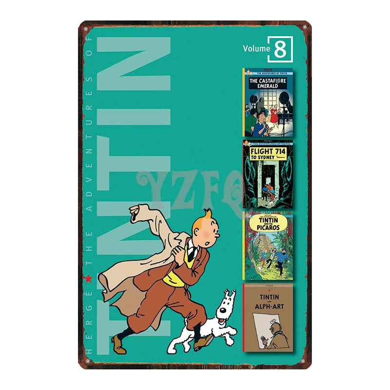 DU-2968 Tintin мультфильм жестяная вывеска металлическая пластина железная живопись детская комната настенный бар домашнее искусство Ремесло Декор 30X20 см DU-2967 - Цвет: DU-2968
