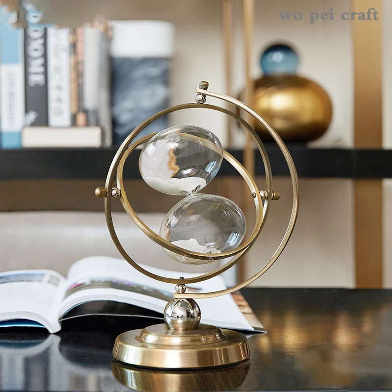 

Creative Nordic Gold metal globe Hourglass Decorative ornaments Modern home living room desktop Crafts decoration Timer figurine