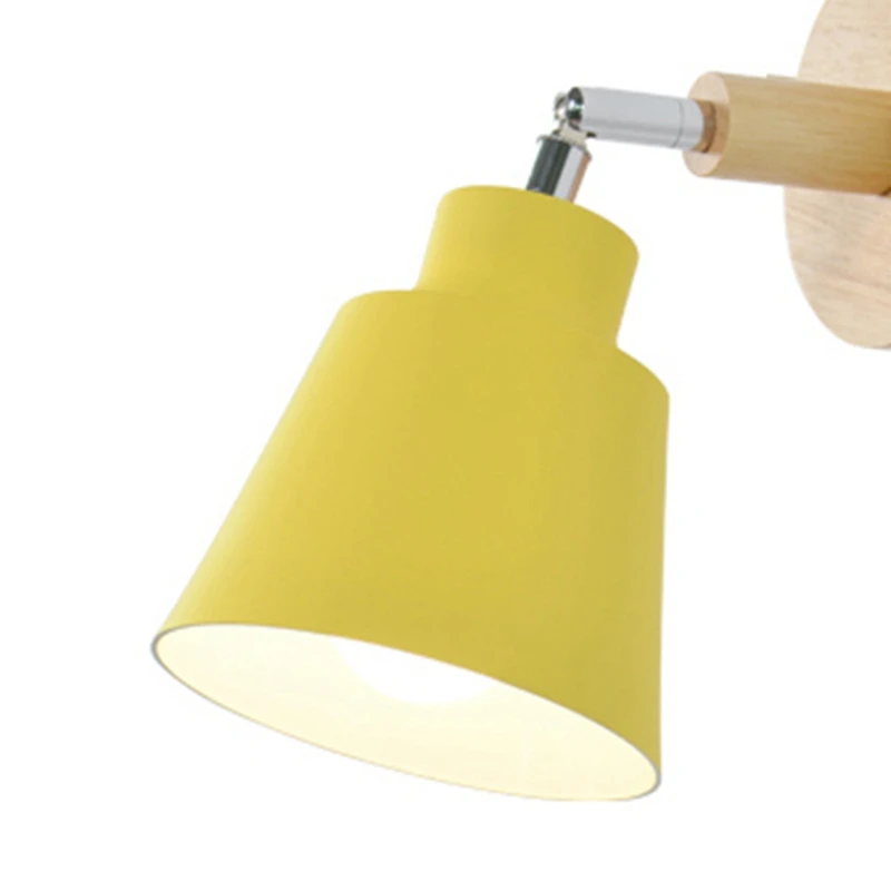 

Nordic Wooden Wall Lamp Bedside Wall Lamp Sconce Wall Light for Bedroom Corridor with Zip Switch Rotatable (Yellow)
