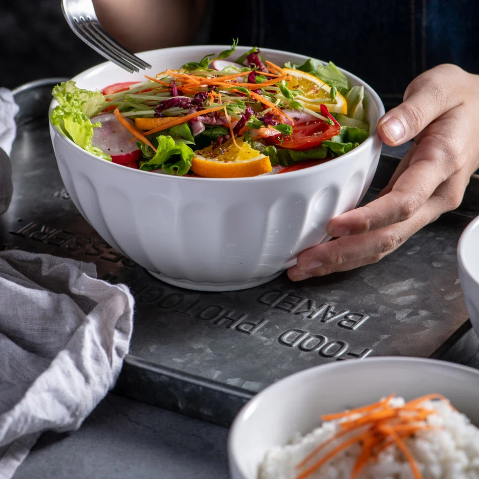 Корейский белый фарфор домашний салат для отеля лапша суп столовая посуда