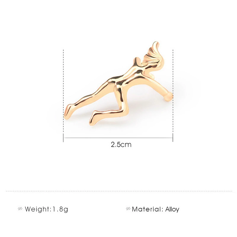 

Trendy Gold Color Ear Cuff Earrings Creative Gymnast Portrait Clip On Earrings For Women Fake Piercing Fashion Jewelry
