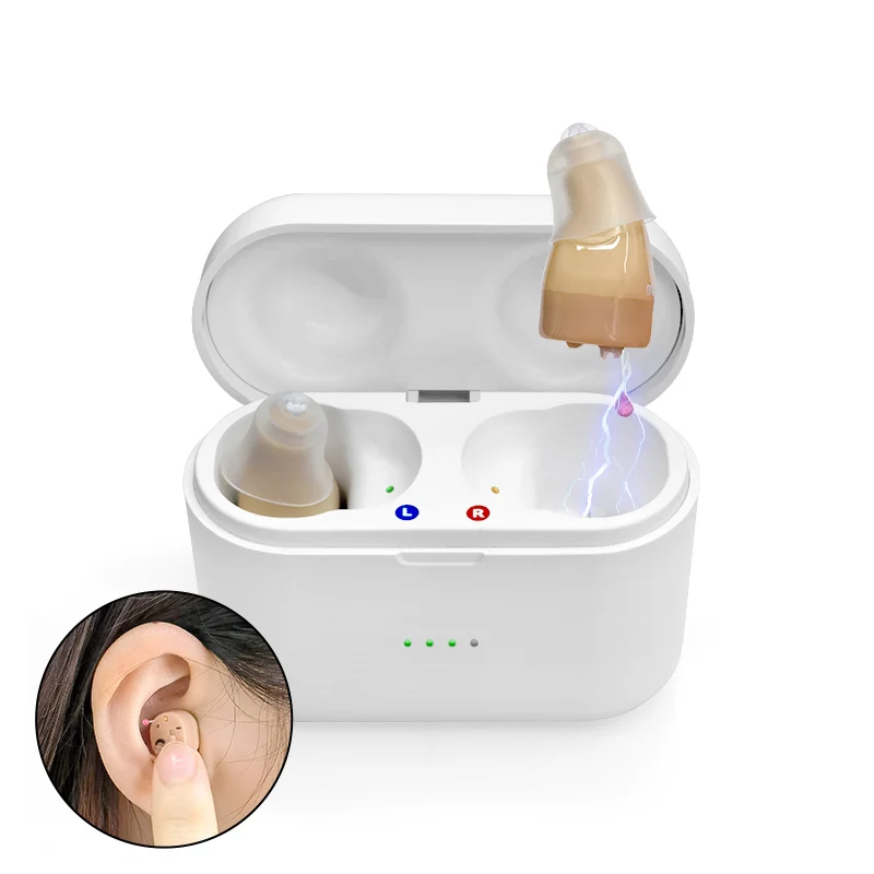 

Rechargeable ITC Invisible Hearing Aid Mini Digital Wireless Sound Amplifier for Elderly Deafness Adults Ear Care Aids Support