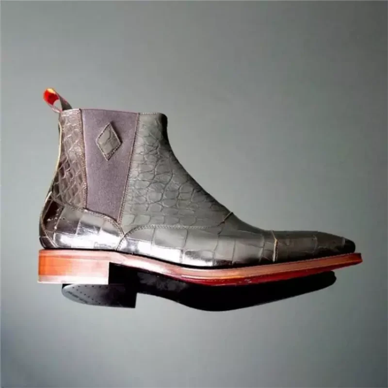 

High Quality New Fashion Men Pu Leather Buckle Business Boot Vintage Casual Classic Formal Chelsea Boots Zapatos De Hombre HC096