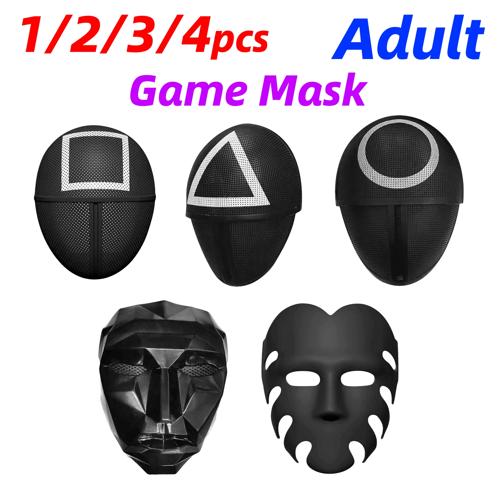 

Adult Round Six Squid Game Cosplay Full Face Mask Game Supervisor Masquerade Accessories Mask Christmas masque Fast Delievry