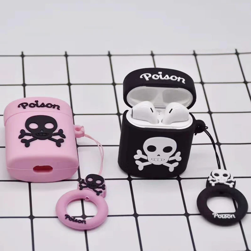 Для Apple AirPods чехол 3D милый мультфильм яд бутылка крутой череп беспроводные