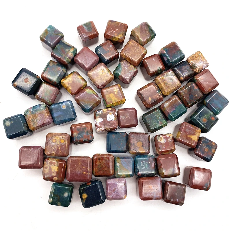 

Drop shipping 1pc Natural Ocean Jasper Crystal Lovely Cube Stones Healing Diy Gemstone Collecting Natural Stones and crystals