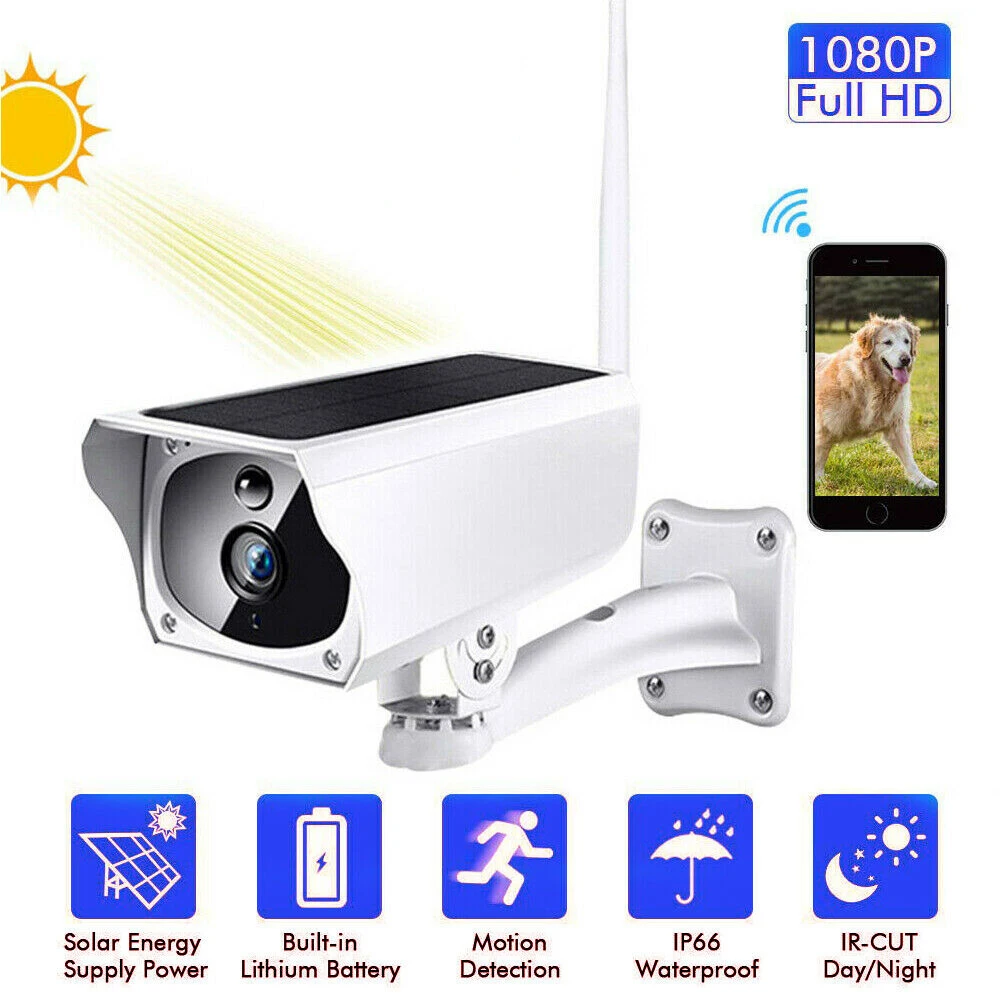 Солнечный Мощность Wi Fi Беспроводной 1080P IP67 видеонаблюдения Водонепроницаемый