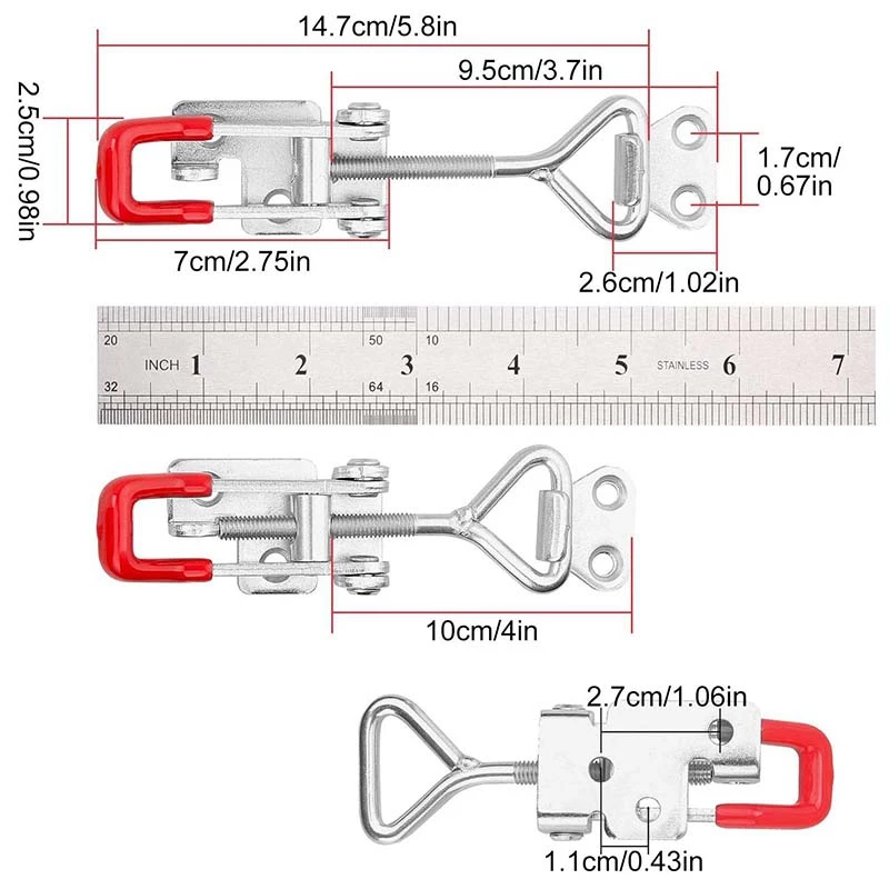 

10Pcs Adjustable Toggle Clamp, Holding Capacity Toggle Latch Hasp Clamp GH-4002 Lockable Quick Release Pull Latch