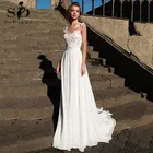 Шифоновое пляжное свадебное платье с глубоким вырезом цветы в стиле бохо простое длинное свадебное платье сексуальные прозрачные свадебные платья 2022