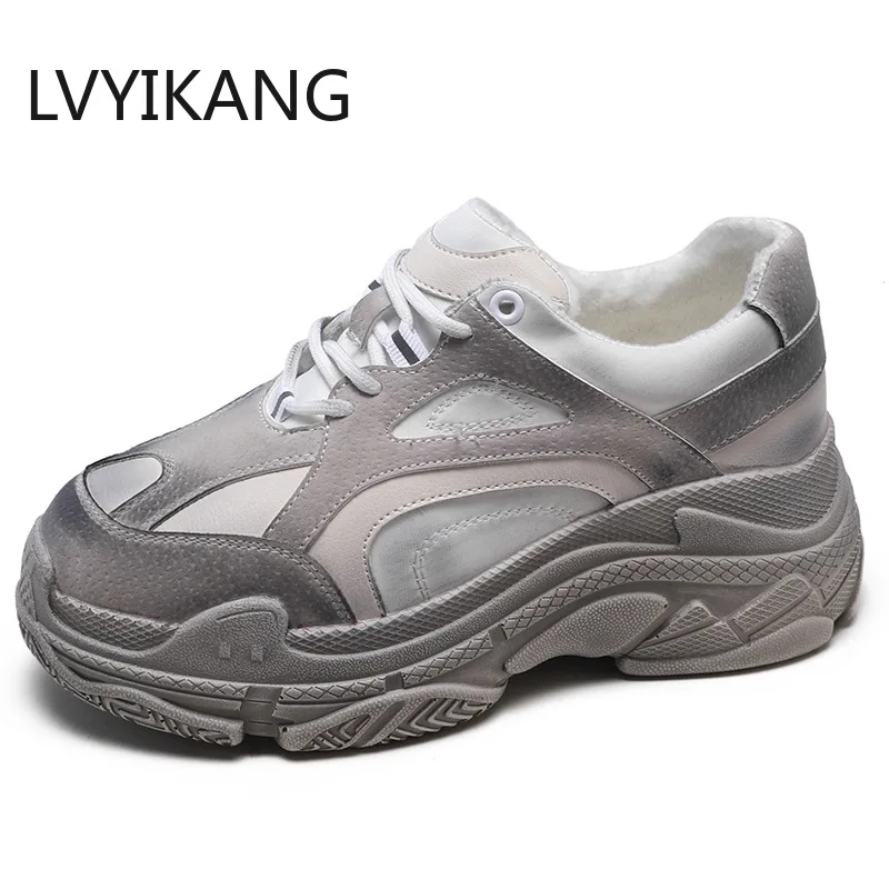 Новинка 2019 серая обувь женская модная брендовая ретро-обувь на платформе женские