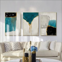 modern abstract golden deer painting big size poster blue print gold wall art picture for living room modern cuadros canvas art