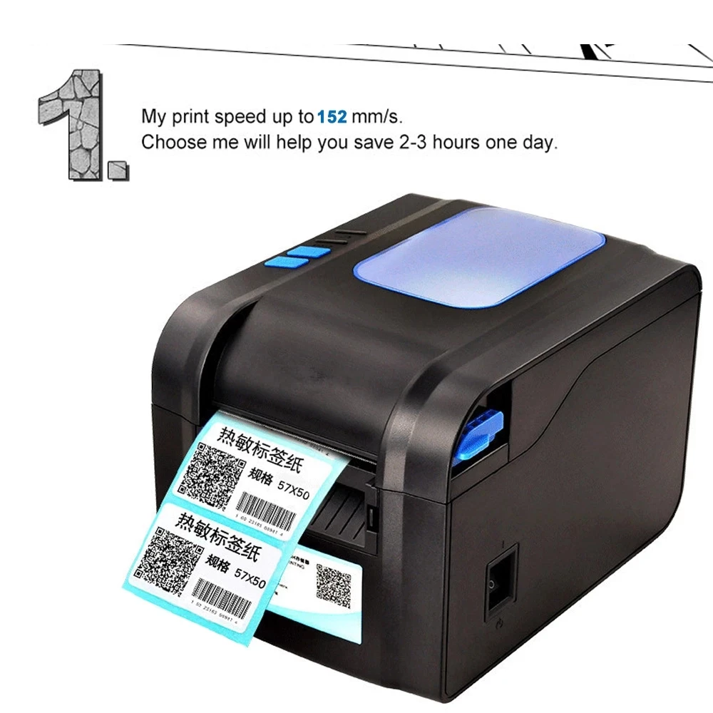 xp label barcode printer thermal receipt or label printer 20mm to 80mm thermal barcode sticker printer 370b 365b bluetooth usb free global shipping