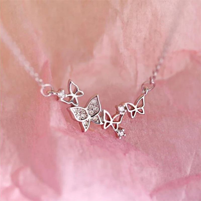 Сезон Ворот Серебряный Цвет Ключица Цепь Бабочка Нежное Подарочное Колье для Женщины SN018