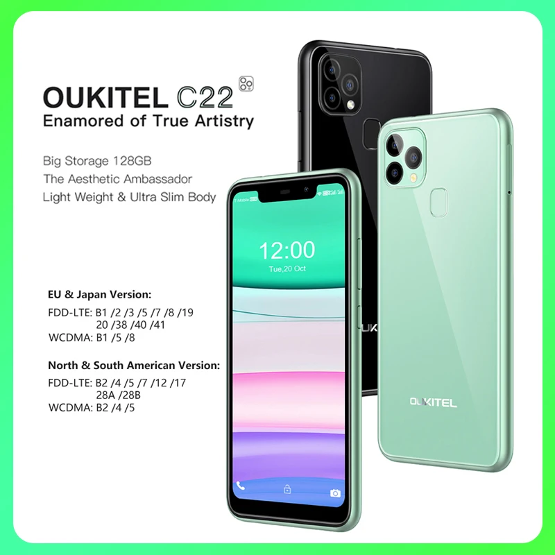 Глобальная версия OUKITEL C22 смартфон сотовый телефон 5G 4gbram 128GBROM тройной Камера светильник Вес 2.5D 2,0 ГГц мобильный телефон