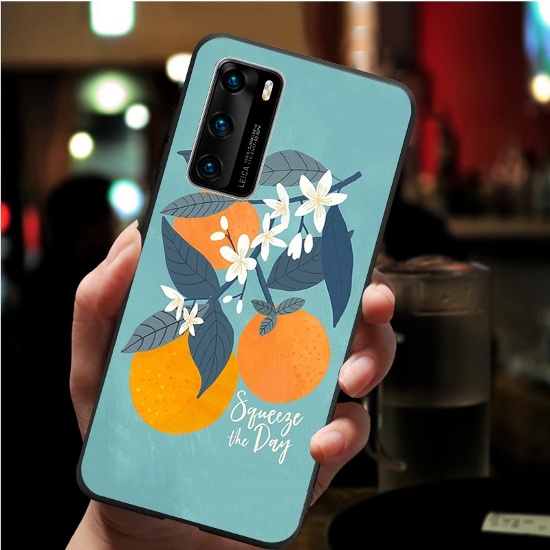orange black soft Phone Case for huawei P40 P30 P20 P10 Pro lite P9 Lite nova 4E 6SE Psmart 2019 Y6 9 Prime | Мобильные телефоны и
