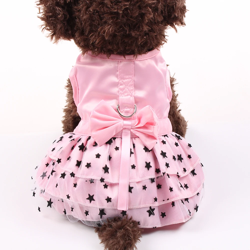 

Small Dog Cat Dress Shirt Bow&Stars Design Pet Puppy Skirt Spring Summer Apparel 2 Colours