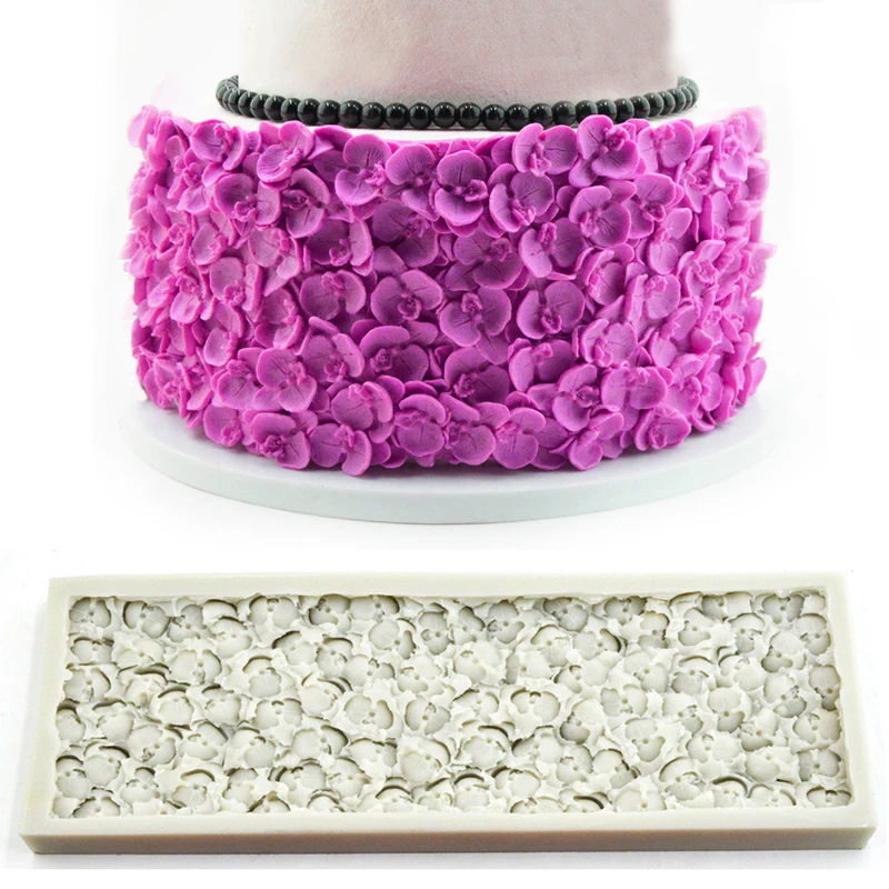 Силиконовая форма для торта с оборками листьями цветами ракушками узором