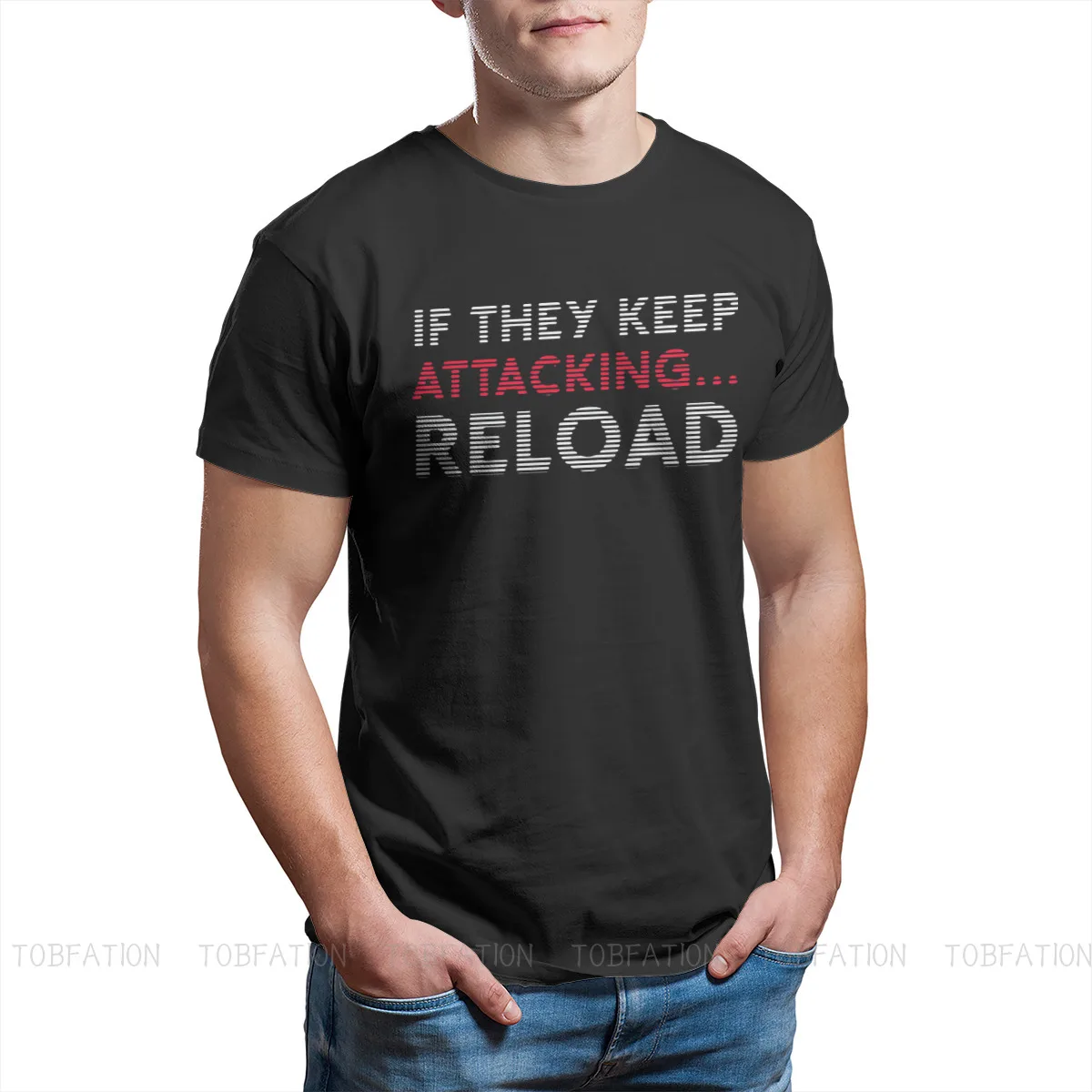 

Doom Eternal Slayer Hell Doomguy Seraphim Game Men's TShirt Keep Attacking Reload Fashion T Shirt Harajuku Streetwear New Trend