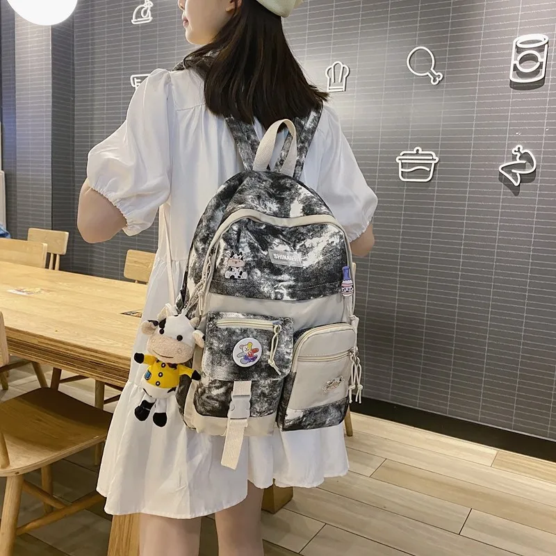 Модный женский рюкзак в японском стиле Харадзюку, холщовые повседневные школьные портфели, вместительные водонепроницаемые дорожные сумк...