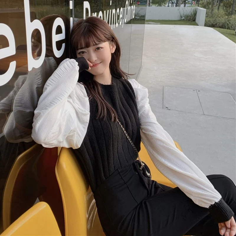 Платье-рубашка с рукавами-пузырьками Sandy Lamb в стиле пэчворк для девочек во