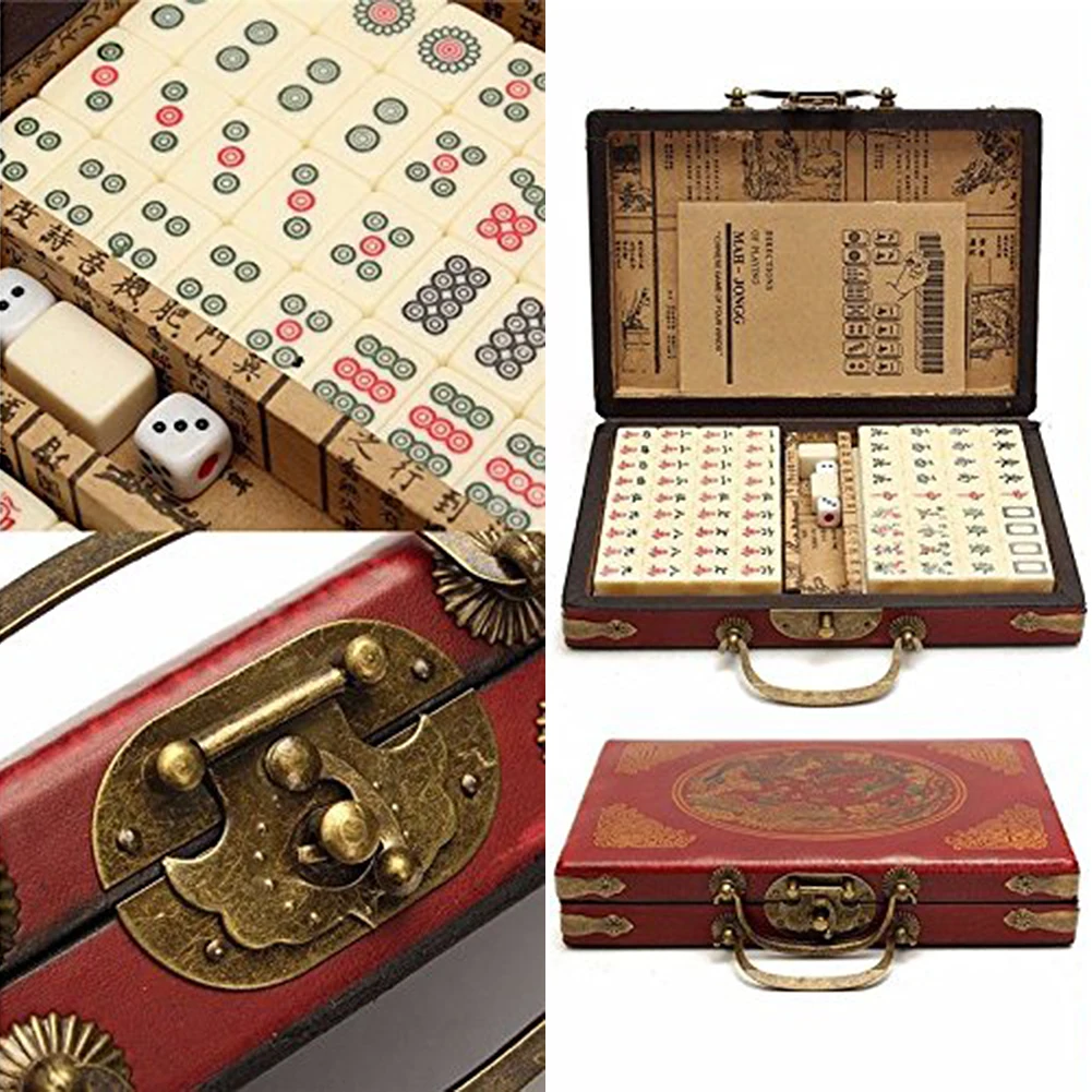 Портативный Китайский античный набор настольных игр для Маджонга путешествий на