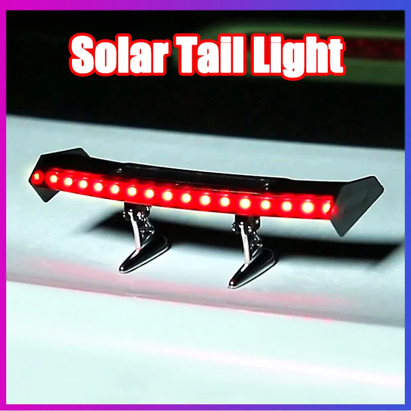 

12V Mini Solar Car Rear Spoiler Light Flashing Warning Light Adjustable 16 LED Multi-mode Car Tail Lights Universal LED Spoilers